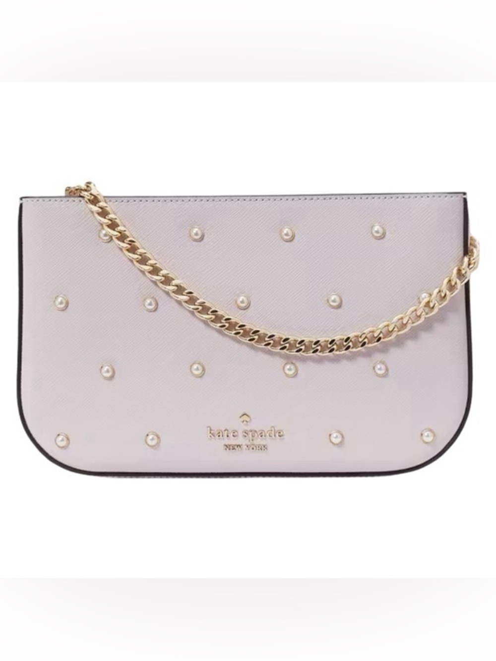 Kate Spade Madison Studded Pearl Chain Strap Pochette in Lilac Moonlight NWOT